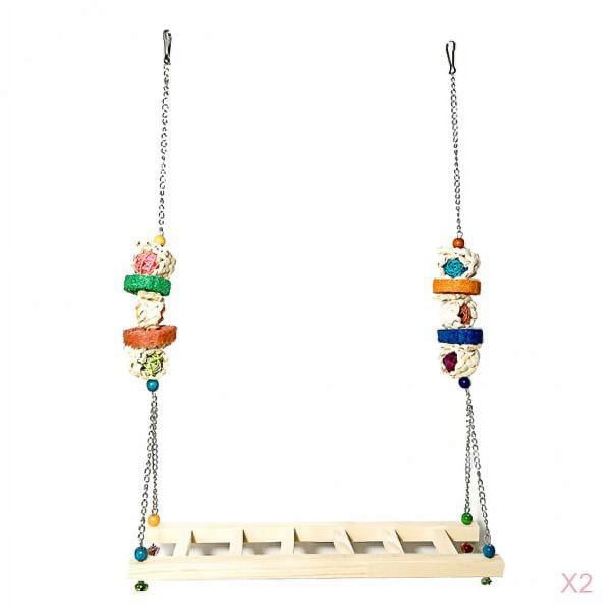 FashionCha Set of 2 Chicken Swing Wooden Birds Perch Large Birds Parrots Finches Budgie