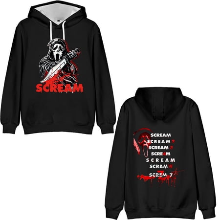Scream 7 Merch Ghostface New Movie Bagless Hoodie Halloween Sweatshirt Streetwear Unisex Winter&Spring Casual Fashion Y2K Pullovers Top