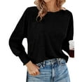 thumbnail image 1 of TSADFHJI Hauts pour Femmes Manches 3/4 T-Shirt Ample à Manches Longues Noir, 1 of 4