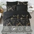thumbnail image 3 of Davulos Gold Metallic Marble Comforter Set Queen Size,7 Piece Bed in a Bag Microfiber Complete Bedding Sets,Black, 3 of 10