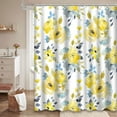 thumbnail image 3 of Blue Gray Shower Curtain,Watercolor Bright Summer Yellow and Blue Abstract Flowers Shower Curtains for Bathroom with 12 Hooks,72 x 72 Inch, 3 of 6