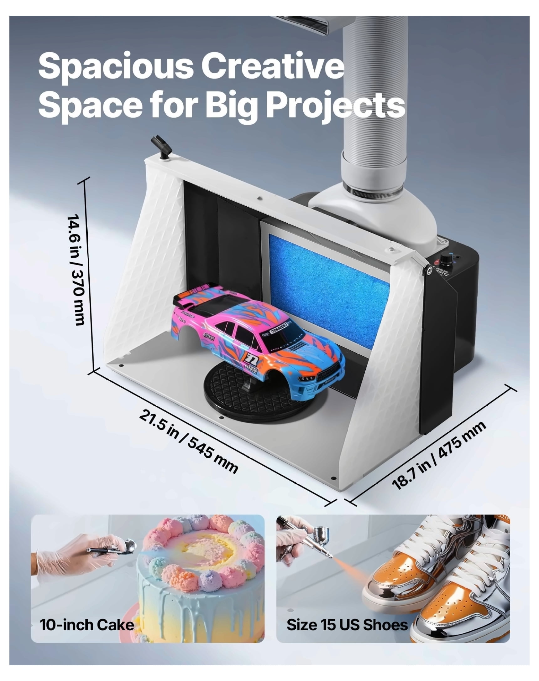 Airbrush Spray Booth Kit, 21.5x18.7x14.6in