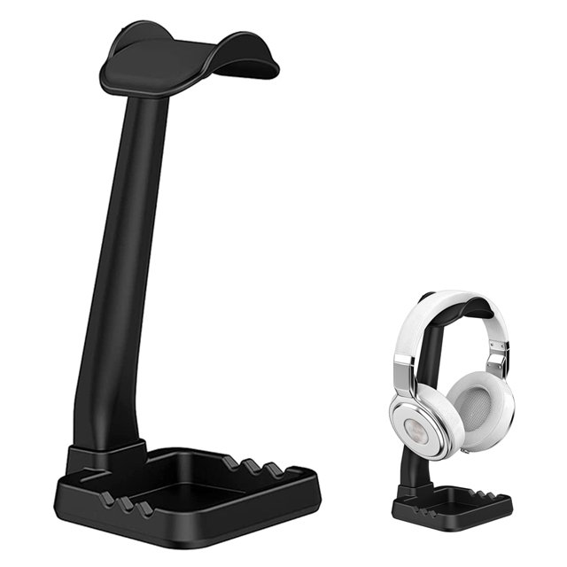 Soporte para auriculares, soporte para auriculares de escritorio - Soporte para auriculares de escritorio, para todos los auriculares, como auriculares para juegos, auriculares de música - Negro