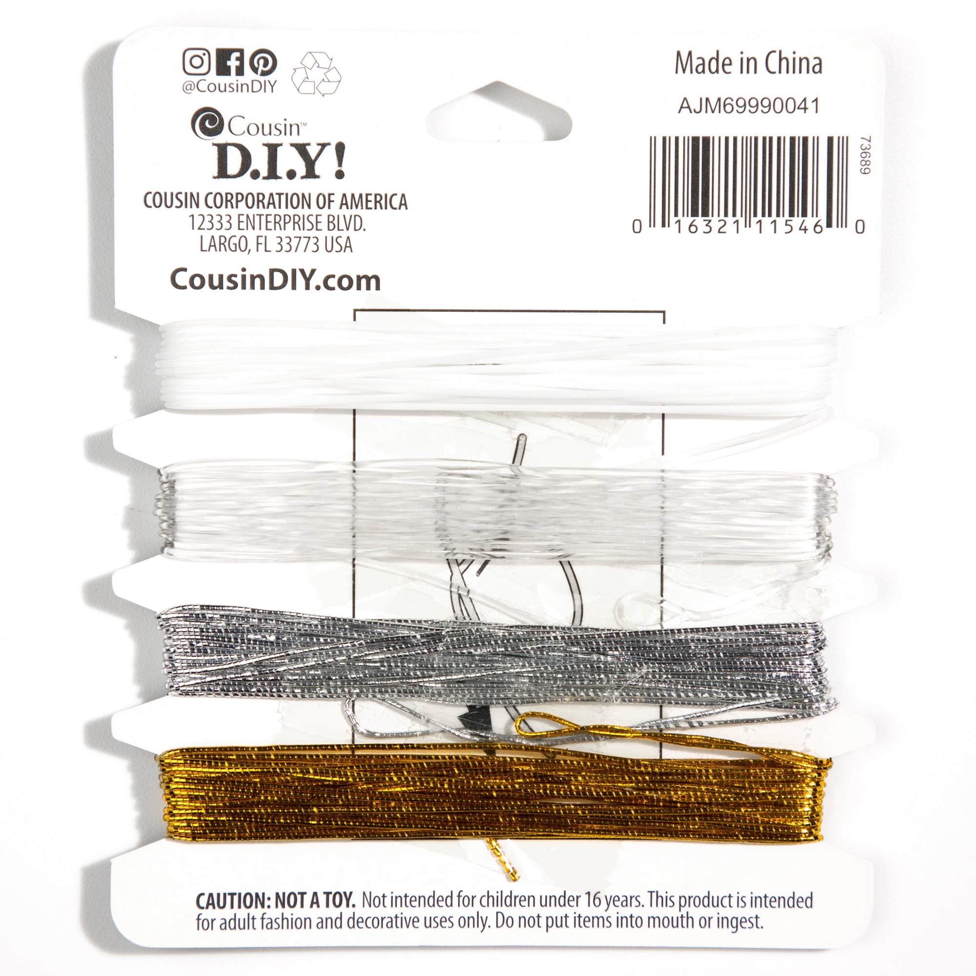 Cousin DIY Neutral Elastic Stretch Cord, Clear/Metallic, 24 yd, 4 Piece Roll