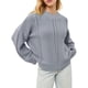 thumbnail image 1 of Suéter de cuello redondo para mujer, moda de color liso, manga larga, cuello redondo, suéter hueco, blusa de acrílico para mujer de ocio, 1 of 5