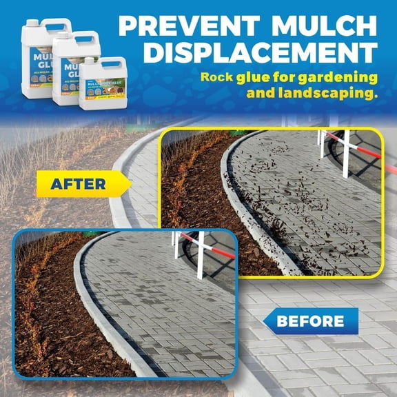 128oz Mulch Rock Glue - Waterproof Clear Landscape Adhesive for Outdoor Mulch Anchor, Gravel Stabilizer, and Stone Stabilizer