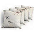 thumbnail image 5 of Ambesonne Japanese Throw Pillow Cover 4 Pack, Cherry Trees in Spring, 24", Red Grey Ecru, 5 of 7