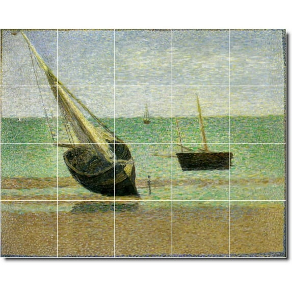 Ceramic Tile Mural-Georges Seurat Waterfront Painting 193. 30" w x 24" h using (20) 6 x 6 ceramic tiles