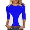 thumbnail image 1 of Camisetas de Manga 3/4 para Mujeres Impresas de Cuello Redondo Top de Moda Casual, Mezcla de Poliéster 95% 5% de Spandex para el Hogar Y el Uso Diario, 1 of 9