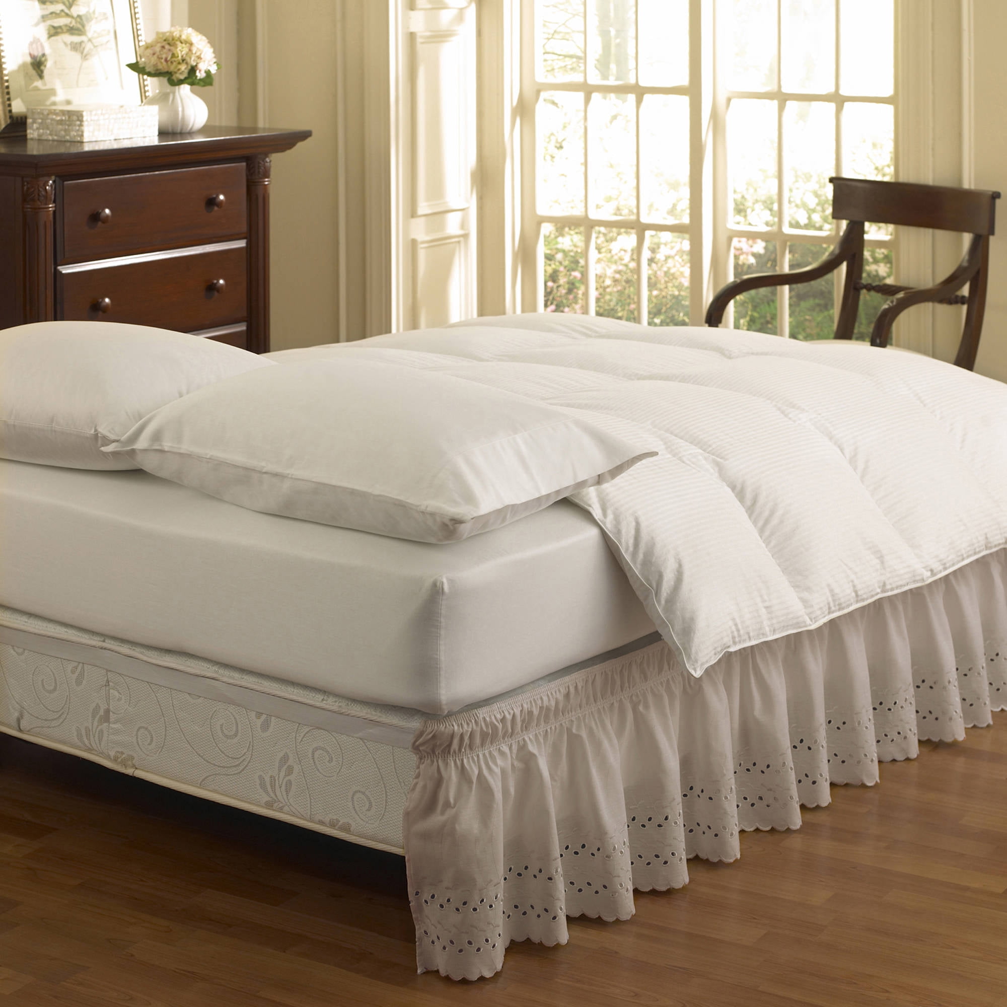 Quick Fit Elastic Ruffled Bed Skirt Wrap Around Easy Queen Quick Fit Elastic Ruffled Bed Skirt Wrap Around Easy Queen White Com