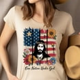 thumbnail image 4 of Jesus Patriotic Floral Shirt – One Nation Under God Christian USA Tee, Ash, 2XL, 4 of 6