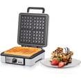 thumbnail image 1 of Waffle Maker, 4-Slice Waffle Iron, Square Belgian Waffle Maker, with 5 Browning Levels, Non-Stick Plates, Indicator Lights, Cool Touch Handle, Recipe, 1200W (White), 1 of 5