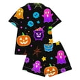 thumbnail image 4 of Gunia Teen Girls Halloween Pajama Set 2 Piece Button Up Short Sleeve Tops With Shorts Nightwear Pjs Sleepwear Black 11-12 Years, 4 of 5