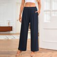 thumbnail image 5 of ClodeEU Women's Elastic Waist Straight Leg Pants, Loose Soft Comfortable Lounge Pants Dark Blue,Womens Plus S, 5 of 6