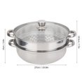 thumbnail image 2 of Spptty 2-Layer Steamer Pot Cooker 11in Stainless Steel with High-Quality Glass Lid, 2 of 9