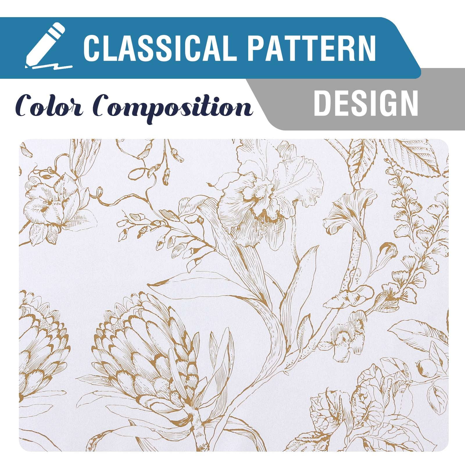 H.VERSAILTEX 100% Blackout Curtains Camellia Floral Printed Drapes Leah Floral Thermal Bedroom Curtains for Living room with Black Liner 2 Panels,52" x 108",Taupe