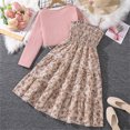 thumbnail image 5 of Uxgjfwu Girls Dress Tops Sets Spring and Summer Printed Dress With Knitted Cardigan Sleeveless Dress Sets, 5 of 9