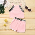 thumbnail image 6 of WOLLED 18M-6Y Toddler Baby Summer Letter Shorts Set for Girls 2PCS Sleeveless Halter Cami Crop Tops Elastic Pants Outfits, 6 of 11