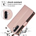 thumbnail image 5 of Decase for Samsung Galaxy A56 5G Wallet Phone Case with Crossbody Lanyard Strap&Wrist Strip,Shockproof Stylish Zipper Pockets Case with Card Slots+Cash Slots,PU Leather Folio Book Design,Rosegold, 5 of 9