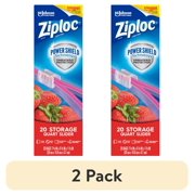 (2 pack) Ziploc Brand Slider Storage Quart Bags with Power Shield Technology, 20 Count