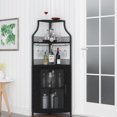 thumbnail image 6 of Kselythan Corner Bar Cabinet for Liquor,Wine Bar Cabinet with Glass Holder, Liquor Bar Cabinet with Mesh Door and Adjustable Shelf, Liquor Cabinet Bar for Home Bar, 6 of 7
