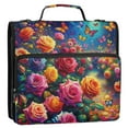 thumbnail image 4 of 3 Ring Zipper Binder with Shoulder Strap Waterproof Trapper Keeper 2 Inch D-Ring 500 Sheets Capacity Rainbow Rose and Butterflies, 4 of 8