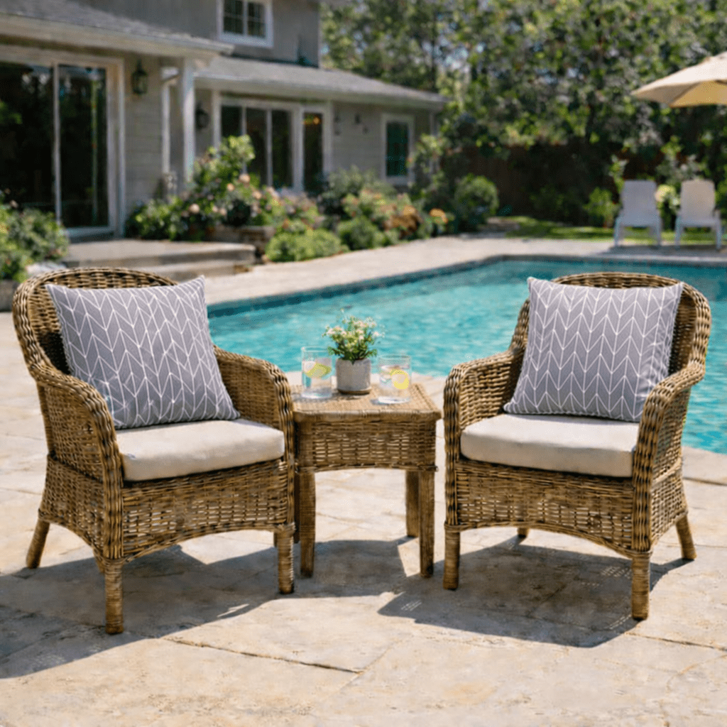 2 Pack Outdoor Throw Pillows, Waterproof & Fade-Resistant Patio Cushions, 18x18 Inch Decorative Outdoor Pillows for Garden, Porch, Balcony & Poolside Furniture
