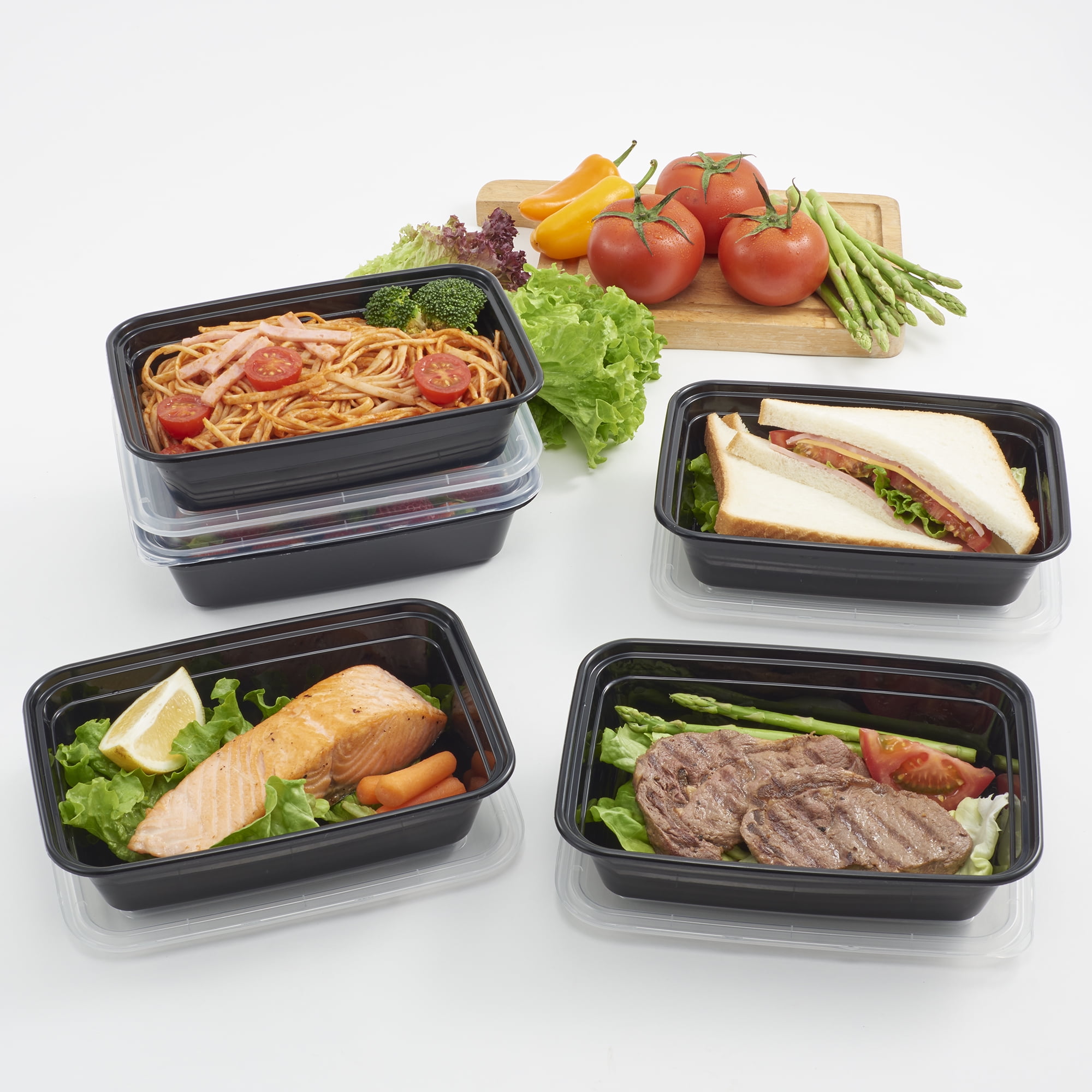 38oz Black Meal Prep Rectangle Single Compartment Food Containers - Pak-Man  Packaging