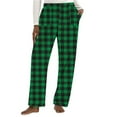 thumbnail image 4 of Women's Flannel Plaid Pajama Pants Elastic Waist Casual Fuzzy Comfy Fleece Lounge Bottoms with Pockets, 4 of 5