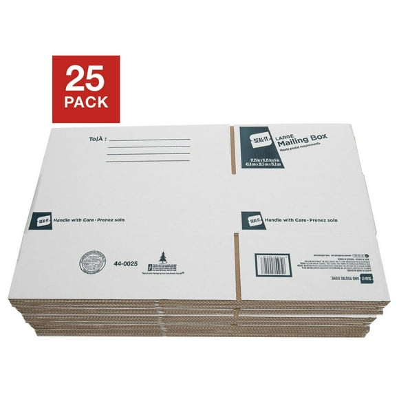 Boîte d'envoi large Seal-It 17,25 x 11,25 x 6 pouces, paquet de 25