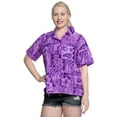 thumbnail image 4 of HAPPY BAY Button Down Shirt for Women Floral Summer Beach Party Blouse Shirt Blouses Short Sleeve Tropical Vacation Tops Casual Hawaiian Shirts Women S Aloha, Purple, 4 of 5