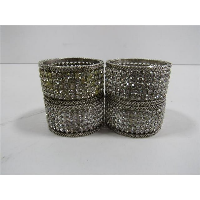 Leeber 72847 Silver Napkin Rings with Crystals - Set of 4