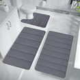 thumbnail image 2 of yilyih Bathroom Rugs Set of 3,Memory Foam Bath Mat Set Bathroom Rugs for 3 Pcs Toilet Mats Soft Comfortable Water Absorption Nonslip Thickmachine Washableeasier to Dry Dark,Bathroom Rugs and Mats Sets, 2 of 9