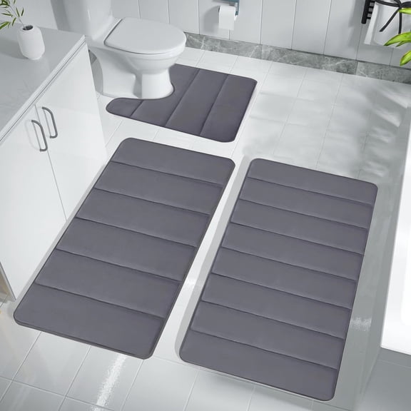aoksee Bath Rugs for Bathroom Floor 3 Piece Toilet Mats Soft Bath Mat, Bathroom Rugs for 3 Pc, Soft Comfortable, Water Absorption, Non-Slip, Thick, Machine Washable, Easier to Dry