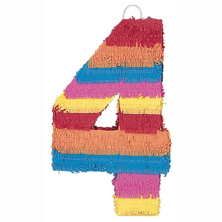 Number 4 Pinata, 22 x 14.25 in, Multicolor, 1ct