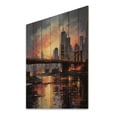 thumbnail image 2 of Designart "Coral Bridge City horizon II" Cityscapes Print on Natural Pine Wood, 2 of 5
