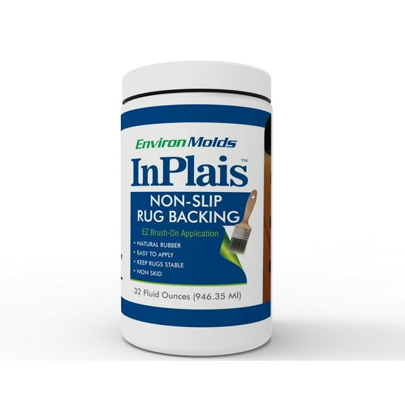 InPlais Non-Slip Area Rug Backing (32 oz.) Fabric & Floor Safe Latex Layer | Easy, Paint-On Application Liquid | Kitchen, Bathroom, Hallway, Living Room | Dries Quickly