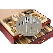 75-Piece Venezia Collection Gold Flatware Serving Set - Set for 12
