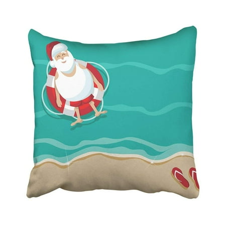 BPBOP Christmas Santa Floating In Lifesaver Beach 10 Tropical After Sale Xmas Flip Flops Funny Pillowcase Pillow Cover 18x18 (The Best After Christmas Sales)