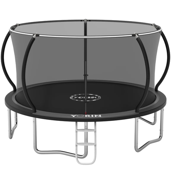 YORIN Trampoline, 14FT Trampoline with Enclosure Net and Ladder, 1400LBS Trampoline for 6-7 Kids Adults, Outdoor Trampoline with Ladder, Anti-Rust Backyard Heavy Duty Recreational Round Trampoline