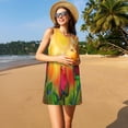 thumbnail image 3 of Xecao Rose Psychédélique pour Robes d'Été pour Femmes Robes Décontractées de Plage Robes Sans Manches T-Shirt Robe Évasée avec Poches, 3 of 7