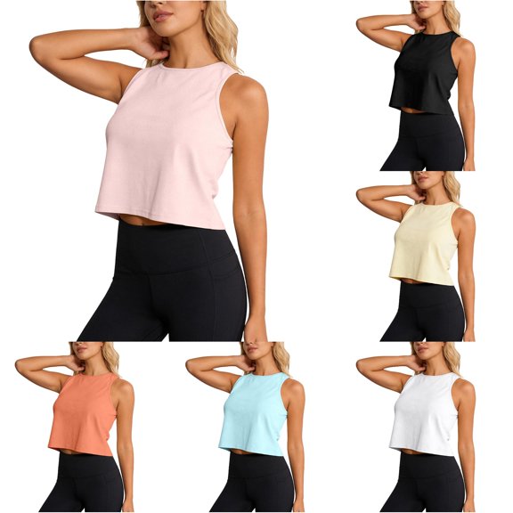 NinXxx Women's Seamless Yoga Tank Top Soft Athletic Workout Sleeveless Camisole Light Pink XL