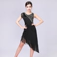 thumbnail image 2 of Vestido de noche de baile lírico sin mangas con lentejuelas de bailarina Ropa de baile Negro Zulema Vestidos de baile latino para mujer, 2 of 8