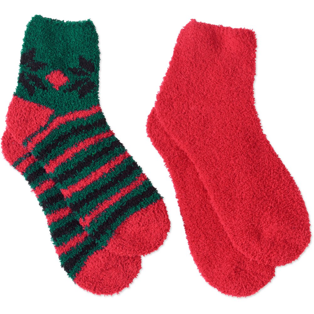 WAY TO CELEBRATE! Fluffy Christmas Socks 2 Pack