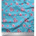 thumbnail image 1 of Soimoi Blue Cotton Duck Fabric Leaves & Chrysanthemum Floral Print Fabric by the Yard 42 Inch Wide, 1 of 3