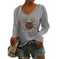 thumbnail image 2 of Pompotops T-Shirt Décontracté à Manches Longues et Col en V pour Femmes en Liquidation, 2 of 4