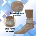 thumbnail image 5 of EMEM Apparel Women's Ladies Lace Anklet Ankle Quarter Socks Stockings with Ruffle Ivory 9-11 3-Pack, 5 of 5