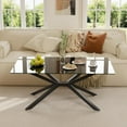 thumbnail image 3 of KATBOC Rectangle Modern Coffee Table, Tempered Glass Top and Metal Tubular Leg for Living Room,39.37”Lx23.62”Wx16.93”H(Black Top&Black Legs), 3 of 8