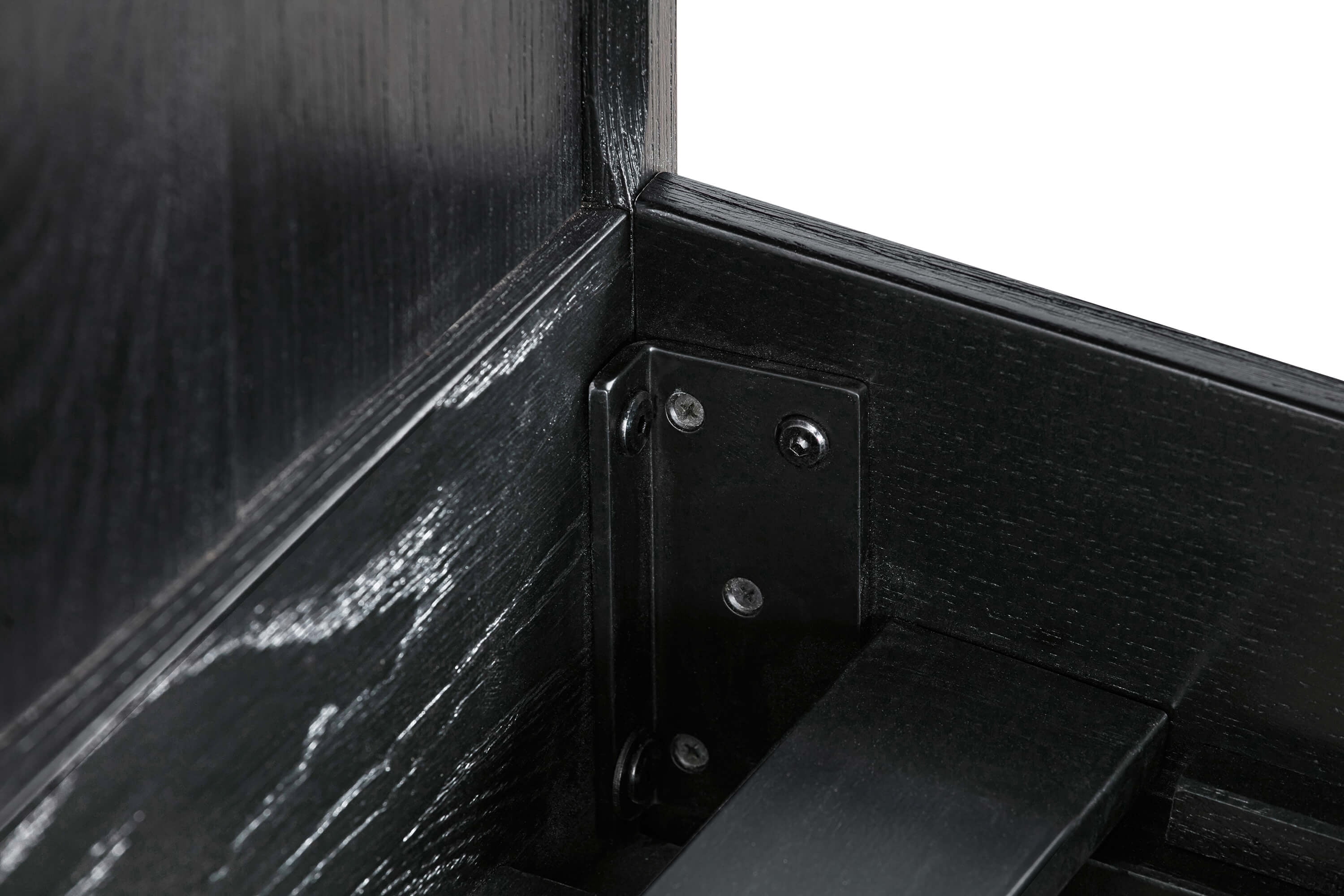 Carnaby Queen Platform Bed Frame in Black Brushed Oak Wood