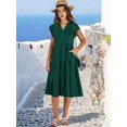 thumbnail image 5 of Womens Summer Dress Ruffle Sleeve V Neck Midi Dresses Tiered Boho Beach Sundress Dark Green L, 5 of 7